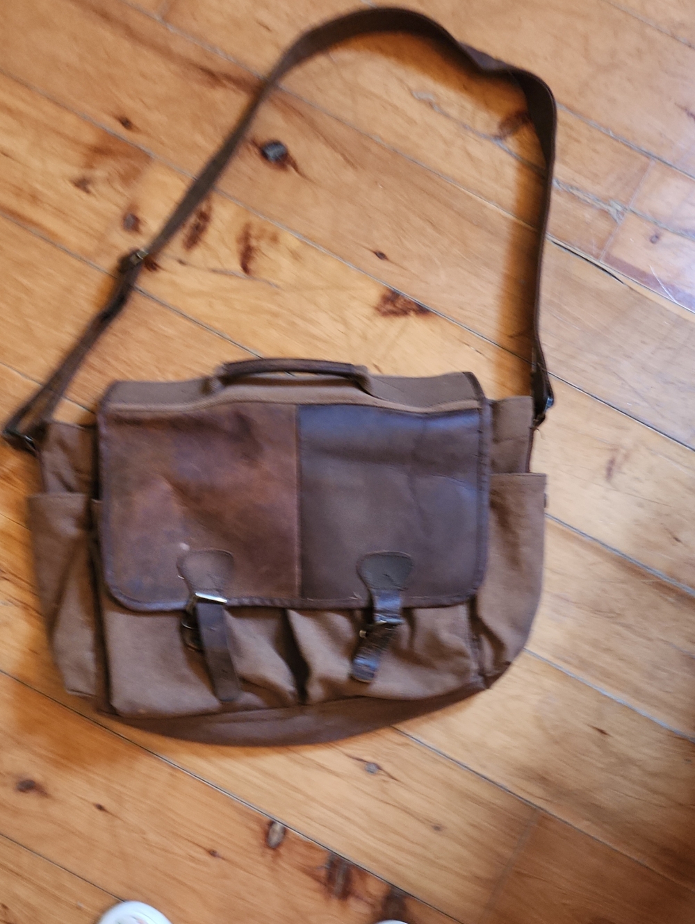 Rothco Two-Tone Brown Canvas & Leather Messenger Bag